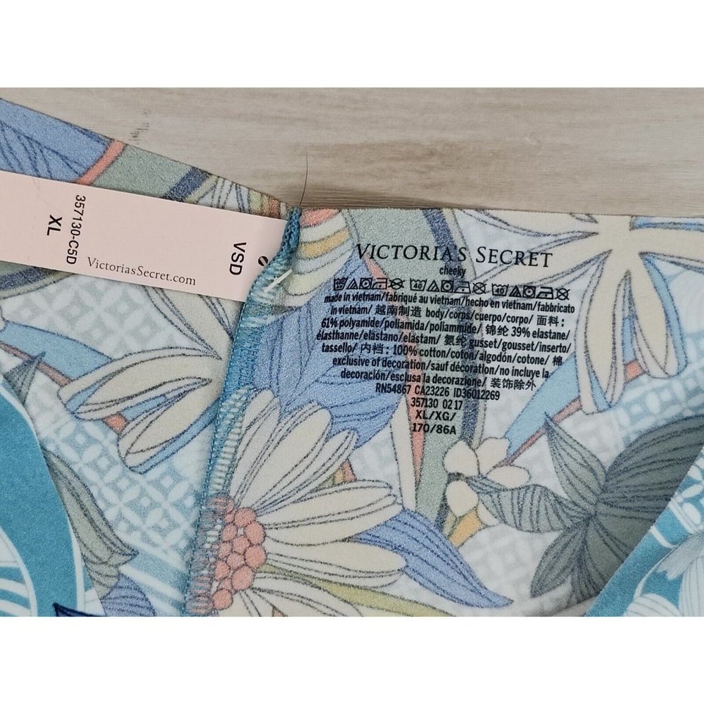 Victoria's Secret Cheeky Panty Bikini XL Floral Polyamide Colorful - Picture 3 of 4